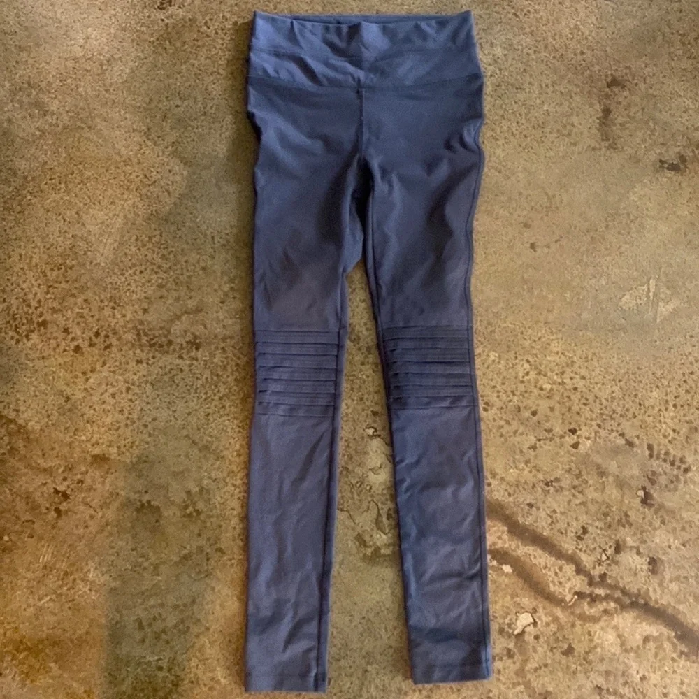 FREE People‎ Movement Gray City Slicker Moto Stretch High Waist Leggings